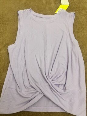 all in motion Lavender Twist-Front Ribbed Tank
